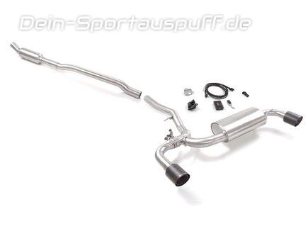 Ragazzon Edelstahl Duplex Sportauspuff-Komplettanlage ab Kat mit Klappensteuerung Mini F60 Countryman JCW ALL4 je 100mm rund scharfkantig abgeschrägt aus Carbon