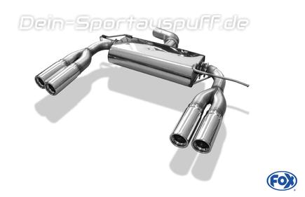 Fox Edelstahl Duplex Sportauspuff VW Eos 1.4l TSI 2.0l TDI (Ø70mm-System) 2x80mm rund eingerollt gerade mit Absorber
