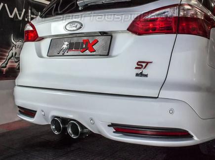Bull-X Edelstahl Mittig Sportauspuff-Komplettanlage ab Kat Ø76mm Ford Focus 3 ST Fließheck