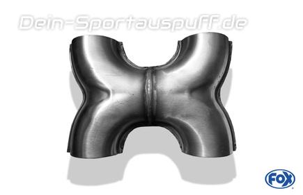 FOX Edelstahl Auspuff H-Verbinder Eingang/Ausgang 2x55mm/2x55mm LxB 160mmx230mm
