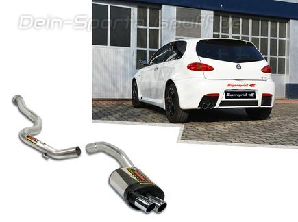 Supersprint Edelstahl Racing-Komplettanlage ab Kat Alfa Romeo 147 GTA 3.2i V6 2x80mm rund eingerollt abgeschrägt