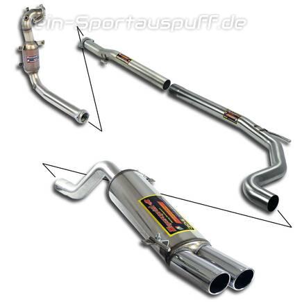 Supersprint Edelstahl Racing-Komplettanlage inkl. Kat Fiat Grande Punto Abarth Typ 199 2x80mm rund abgeschrägt