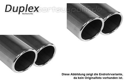 Fox Edelstahl Duplex Sportauspuff VW CrossTouran 1.4 TSI 2x76mm rund eingerollt gerade