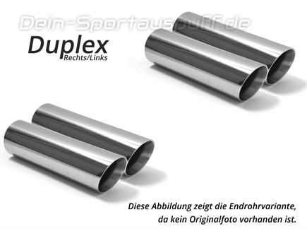 Fox Edelstahl Duplex Racing-Komplettanlage ab Kat VW Golf 7 1.4 TSI 2.0 TDI inkl. GTD in R-Optik je 2x90mm rund doppelwandig abgeschrägt