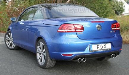 Fox Edelstahl Duplex Sportauspuff-Komplettanlage ab Kat VW Eos Facelift 1.4l TSI 2.0l TDI ab 2011 2x80mm rund eingerollt abgeschrägt