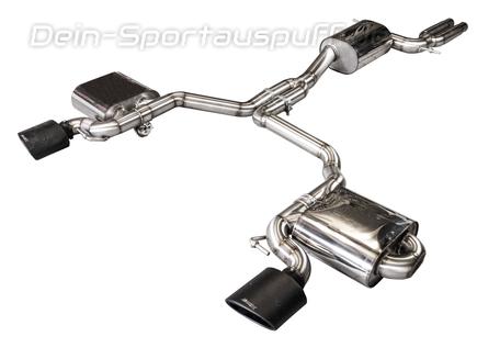 Bull-X Edelstahl Duplex Sportauspuff-Komplettanlage ab Kat mit Klappensteuerung Ø76mm Audi A4 B8 1.8l 2.0l TFSI inkl. Endrohrsatz nach Wahl