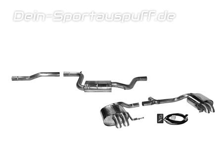 Bastuck Edelstahl Duplex Sportauspuff-Komplettanlage ab Kat. mit Klappensteuerung VW Passat B8 Frontantrieb je 2x63mm rund scharfkantig nach unten gebogen