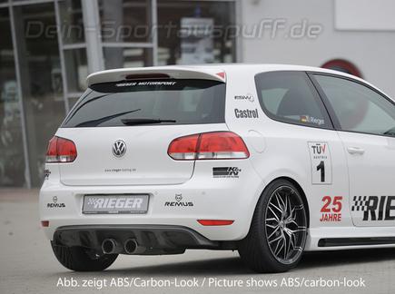 Rieger Heckdiffusor in ABS/schwarz glänzend Ausschnitt Mittig (R-Look) VW Golf 6 1.4 TSI 2.0l TDI