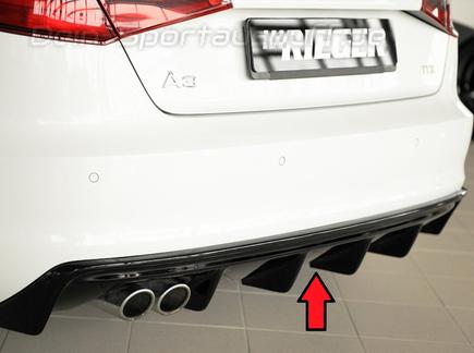 Rieger Heckeinsatz ABS/schwarz glänzend für Doppelendrohr einseitig Audi A3 8V inkl. Sportback