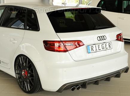 Rieger Heckeinsatz ABS/Carbon-Look für Doppelendrohr einseitig Audi A3 8V inkl. Sportback S-Line