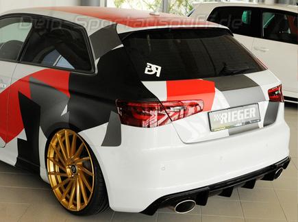 Rieger Heckeinsatz ABS/schwarz glänzend für Sportendrohr oval rechts/links Audi A3 8V inkl. Sportback S-Line
