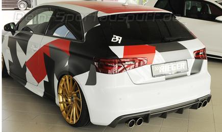 Rieger Heckeinsatz ABS/Carbon-Look für Doppelendrohr rund rechts/links Audi A3 8V inkl. Sportback S-Line