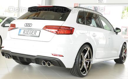 Rieger Heckeinsatz ABS/schwarz matt für Doppelendrohr links/rechts Audi A3 8V Facelift inkl. Sportback S-Line