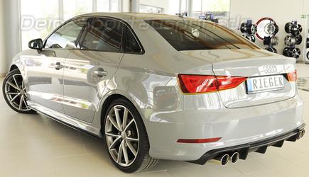 Rieger Heckeinsatz ABS/schwarz matt für Doppelendrohr links/rechts Audi A3 8V Cabrio inkl. Limousine Vor-Facelift S-Line