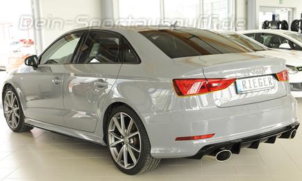 Rieger Heckeinsatz ABS/schwarz glänzend für Sportendrohr oval links/rechts Audi A3 8V Cabrio inkl. Limousine S-Line