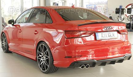 Rieger Heckeinsatz ABS/schwarz matt für Doppelendrohr einseitig Audi A3 8V Cabrio Facelift inkl. Limousine S-Line