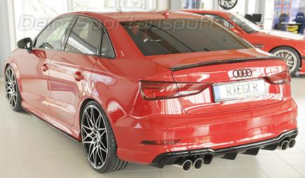 Rieger Heckeinsatz ABS/schwarz glänzend für Doppelendrohr links/rechts Audi A3 8V Cabrio Facelift inkl. Limousine S-Line