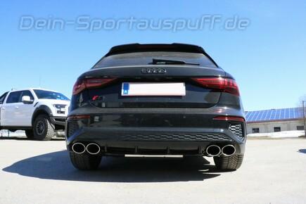 Fox Edelstahl Duplex Sportauspuff-Komplettanlage ab OPF Audi A3 8Y 35 TFSI Sportback S3-Heck je 2x 115x85mm oval eingerollt abgeschrägt