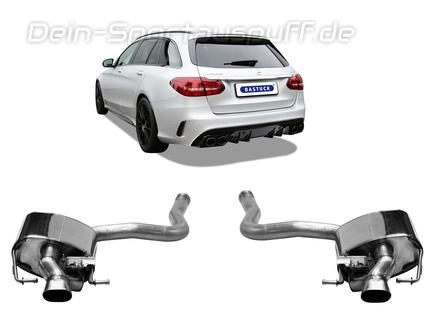 Bastuck Edelstahl Duplex Sportauspuff mit Abgasklappe Mercedes-Benz C-Klasse W205 S205 C43 AMG für originalen Endrohrausgang