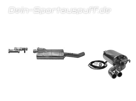 Bastuck Edelstahl Sportauspuff-Komplettanlage ab Kat mit Klappensteuerung Mercedes-Benz E-Klasse W124 4-Zylinder 2x70mm rund eingerollt gerade