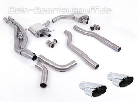 Milltek Edelstahl Duplex Sportauspuff-Komplettanlage ab VSD Audi RS6 C8 Typ 4K je 225x115mm oval abgeschrägt
