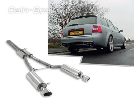 Milltek Edelstahl Duplex Sportauspuff-Komplettanlage ab Kat Audi RS6 C5 Typ 4B je 150x95mm oval eingerollt abgeschrägt