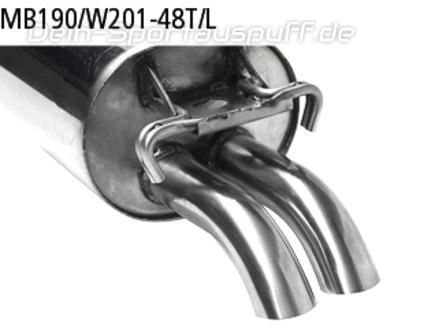 Bastuck Edelstahl Sportauspuff Mercedes-Benz 190 Typ W201 2.3l 16V 2x48mm rund Dieseloptik nach unten gebogen