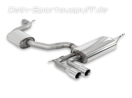 Milltek Edelstahl Sportauspuff-Komplettanlage ab Kat Audi A3 8P 3-Tür 1.4l-2.0l TFSI 2x80mm rund eingerollt abgeschrägt