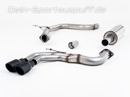 Milltek Edelstahl Sportauspuff-Komplettanlage ab Kat Seat Leon 5F 2.0l TDI 2x80mm rund doppelwandig abgeschrägt in schwarz