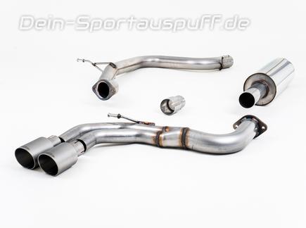 Milltek Edelstahl Sportauspuff-Komplettanlage ab Kat Seat Leon 5F 2.0l TDI 2x80mm rund doppelwandig abgeschrägt aus Titan