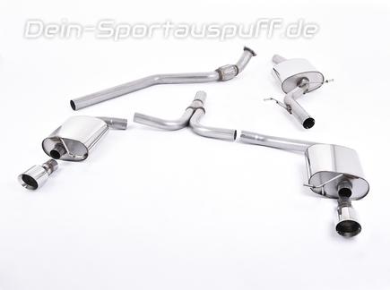 Milltek Edelstahl Duplex Sportauspuff-Komplettanlage ab Kat Audi A5 B8 Coupe Cabrio 2.0l TFSI inkl. quattro je 100mm rund doppelwandig abgeschrägt