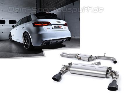 Milltek Edelstahl Duplex Sportauspuff-Komplettanlage ab Kat Audi RS3 8V Sportback Bj.2015-2016 je 150x95mm oval eingerollt abgeschrägt in schwarz