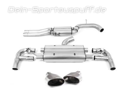 Milltek Edelstahl Duplex Sportauspuff-Komplettanlage ab OPF Ø80mm-System Audi RS3 8V Sportback Facelift Bj.2018-2020 je 170x107mm oval eingerollt abgeschrägt Titan matt