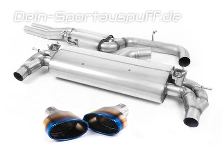 Milltek Edelstahl Duplex Sportauspuff-Komplettanlage ab Kat Ø76mm-System Audi RS3 8V Limousine Bj.2017-2018 je 170x107mm oval eingerollt abgeschrägt Titan burned