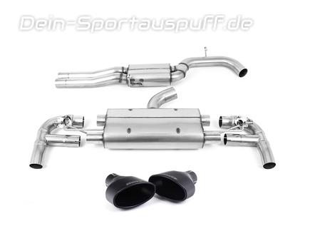 Milltek Edelstahl Duplex Sportauspuff-Komplettanlage ab Kat Ø80mm-System Audi RS3 8V Limousine Bj.2017-2018 je 170x107mm oval eingerollt abgeschrägt in schwarz