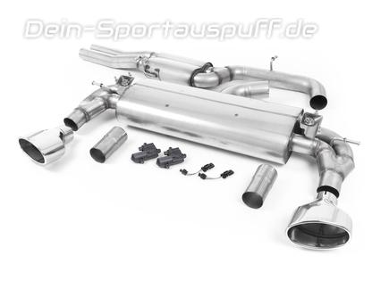 Milltek Edelstahl Duplex Sportauspuff-Komplettanlage ab OPF Ø76mm-System Audi RS3 8V Limousine Bj.2018-2020 je 170x107mm oval eingerollt abgeschrägt