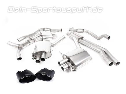 Milltek Edelstahl Duplex Sportauspuff-Komplettanlage ab OPF Audi RS5 B9 Sportback ab Bj. 2019 je 170x107mm oval eingerollt abgeschrägt in schwarz