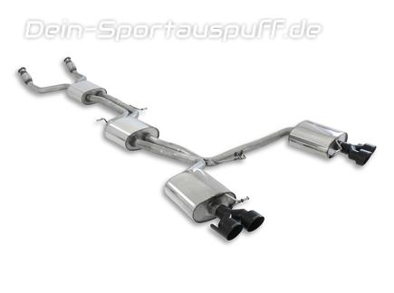Milltek Edelstahl Duplex Sportauspuff-Komplettanlage ab Kat Audi S4 B8 ab 2011 je 2x80mm rund scharfkantig abgeschrägt in schwarz