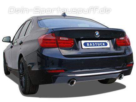 Bastuck Edelstahl Duplex Sportauspuff-Komplettanlage ab Kat BMW 3er F30 Limo 3.0l Turbo bis 2015 je 90mm rund doppelwandig abgeschrägt