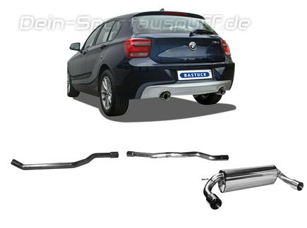 Bastuck Edelstahl Duplex Racing-Komplettanlage ab Kat BMW 1er F20 F21 1.6l Turbo je 90mm rund doppelwandig gerade