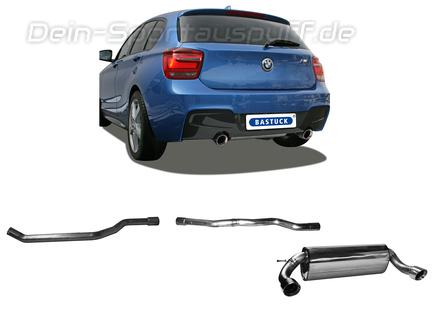 Bastuck Edelstahl Duplex Racing-Komplettanlage ab Kat BMW 1er F20 F21 1.6l Turbo je 90mm rund doppelwandig abgeschrägt