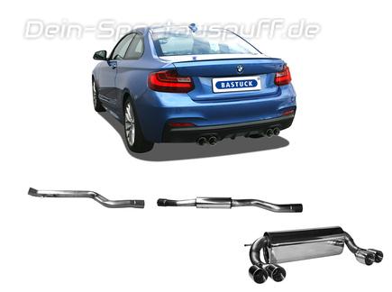 Bastuck Edelstahl Duplex Sportauspuff-Komplettanlage ab Kat BMW 2er F22 Coupe F23 Cabrio 2.0l Turbo ab 2016 je 2x85mm rund gerade