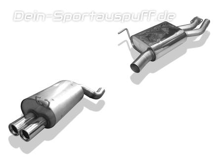 Fox Edelstahl Sportauspuff-Komplettanlage ab Kat Mercedes SL R129 2x80mm rund eingerollt gerade mit Absorber
