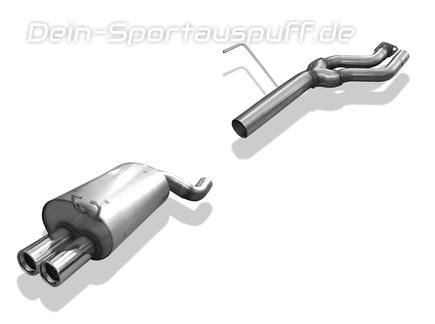 Fox Edelstahl Racing-Komplettanlage ab Kat Mercedes SL R129 2x80mm rund eingerollt gerade mit Absorber