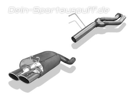 FOX Edelstahl Racing-Komplettanlage ab Kat Mercedes SL R129 2x115x85mm oval eingerollt abgeschrägt