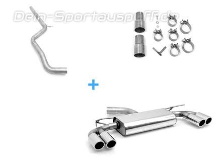 Fox Edelstahl Duplex Racing-Komplettanlage ab Kat Audi A3 8V 3-Tür ab 2012 je 2x80mm rund eingerollt abgeschrägt