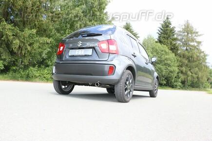 Fox Edelstahl Racing-Komplettanlage ab Kat Suzuki Ignis III 1.2l 76mm rund eingerollt abgeschrägt