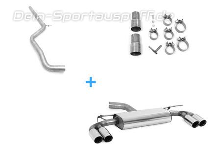 Fox Edelstahl Duplex Racing-Komplettanlage ab Kat Audi A3 8V 3-Tür ab 2012 je 2x80mm rund doppelwandig abgeschrägt