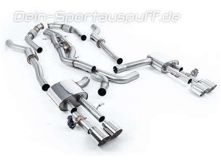 Milltek Edelstahl Duplex Sportauspuff-Komplettanlage ab OPF Audi S8 D5 Typ 4N je 2x 115mm rund doppelwandig abgeschrägt