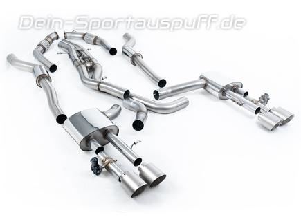 Milltek Edelstahl Duplex Sportauspuff-Komplettanlage ab OPF Audi S8 D5 Typ 4N je 2x 115mm rund doppelwandig abgeschrägt Titan matt